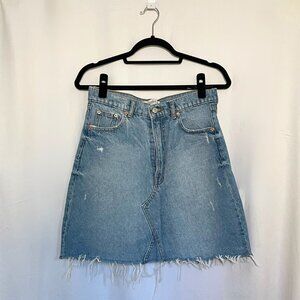 Zara A-line Mini Denim Skirt, Frayed, Medium